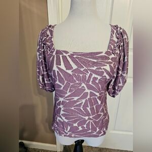 Puff Sleeve Purple Blouse